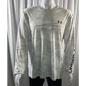 UA Men’s Camo Long Sleeve Loose Coup T Shirt, Gray,/White /Black, Sz: XL, 76-31